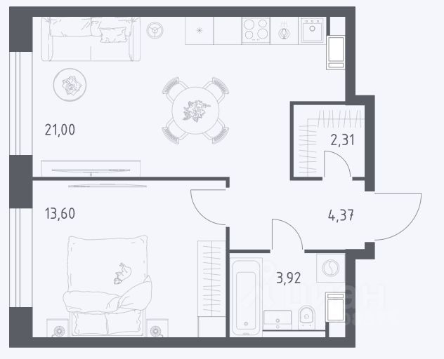 m. Maryina Roscha: Apartment, 1-rooms