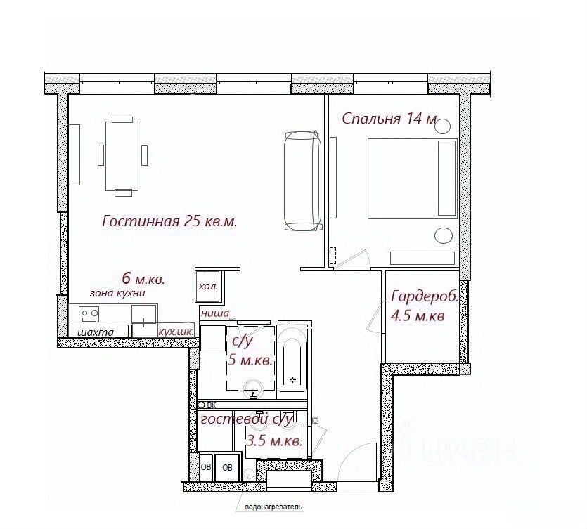 m. Shelepikha: Apartment, 2-rooms