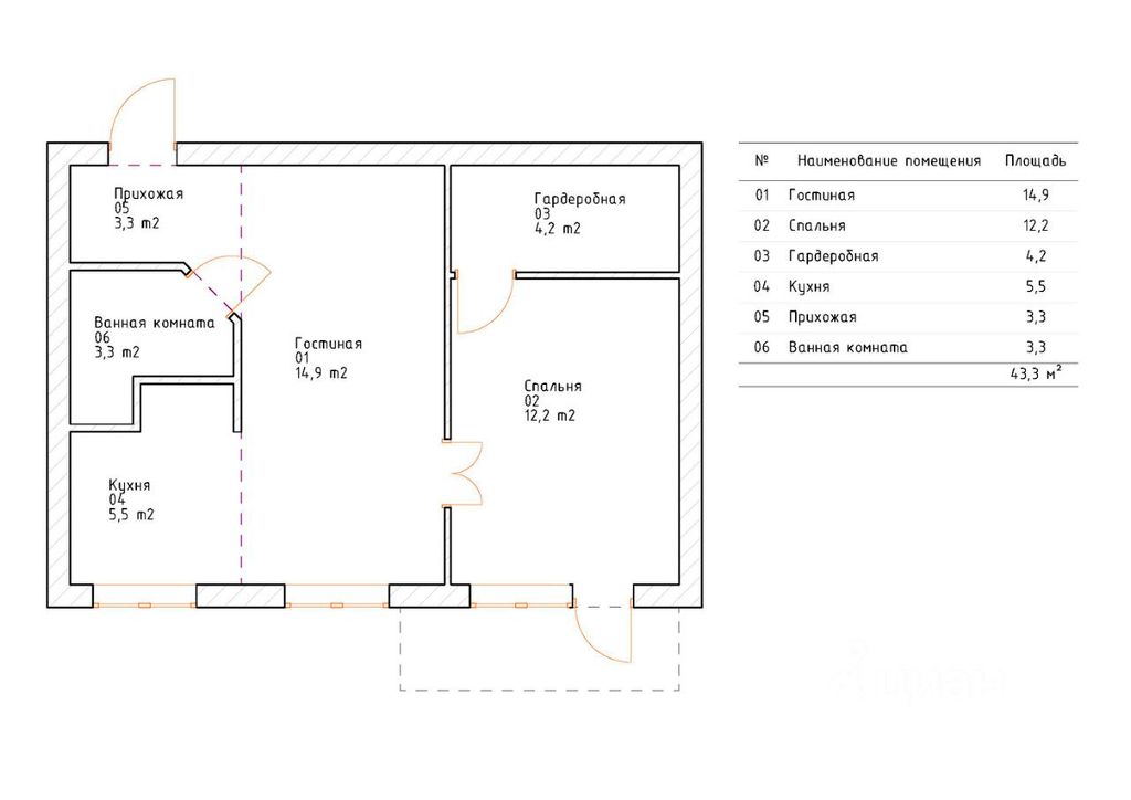 m. Vavilovskaya: Apartment, 2-rooms