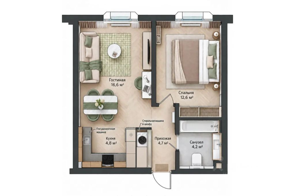 m. Ozernaya: Apartment, 2-rooms
