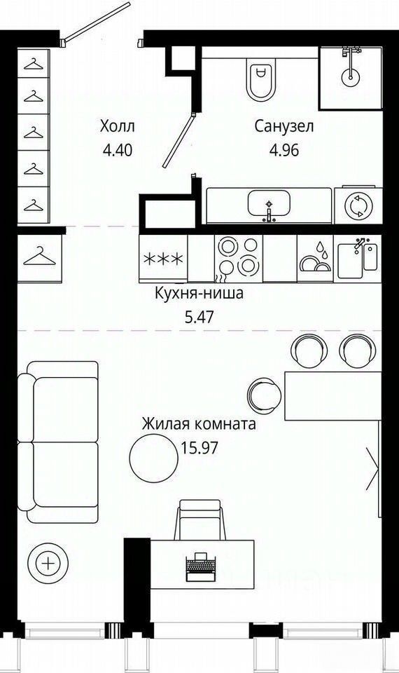 m. Maryina Roscha: Apartment, 1-rooms
