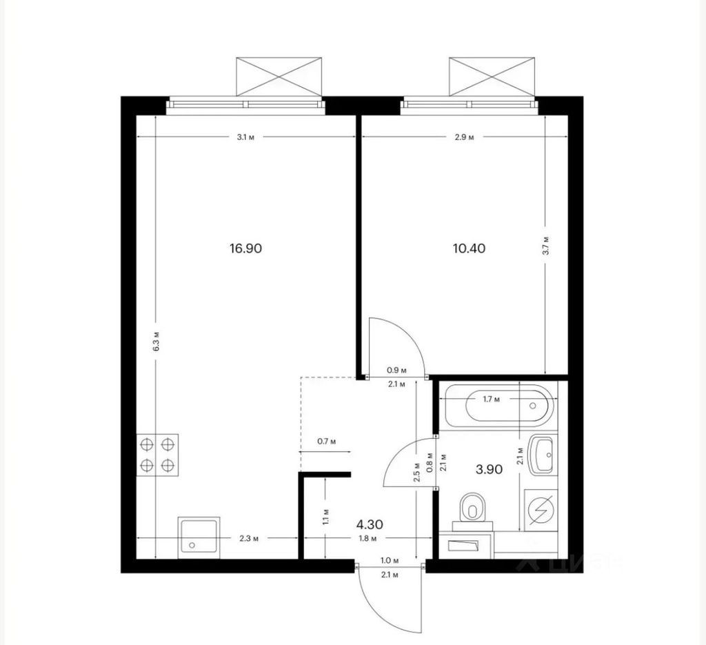 m. Likhobory: Apartment, 1-rooms