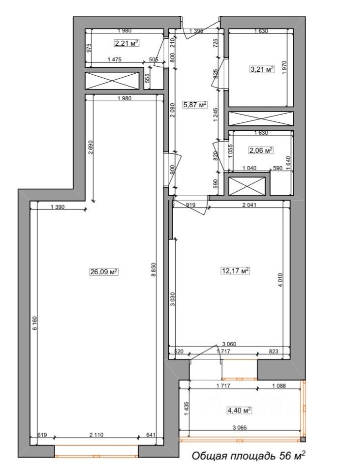 m. Vodniki: Apartment, 2-rooms