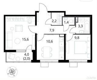 m. Bitsa: Apartment, 2-rooms