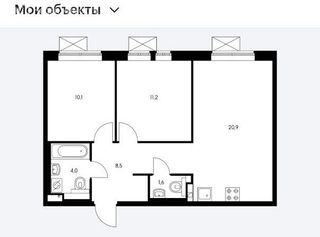 m. Kotelniki: Apartment, 2-rooms