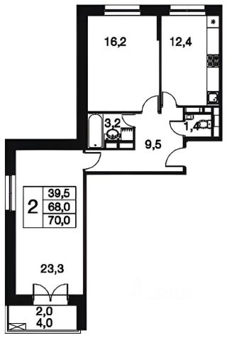 m. Kotelniki: Apartment, 2-rooms