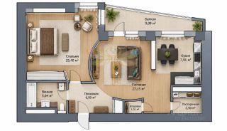 m. TsSKA: Apartment, 2-rooms