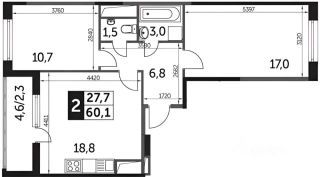 m. Bakovka: Apartment, 2-rooms