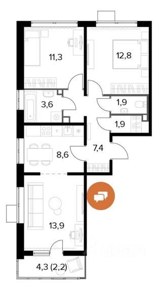 m. Panki: Apartment, 3-rooms
