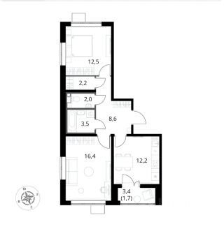 m. Bitsa: Apartment, 2-rooms