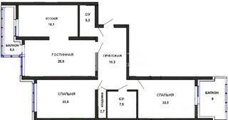 m. Molodezhnaya: Apartment, 3-rooms
