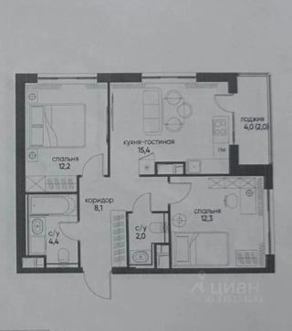 m. Terekhovo: Apartment, 2-rooms