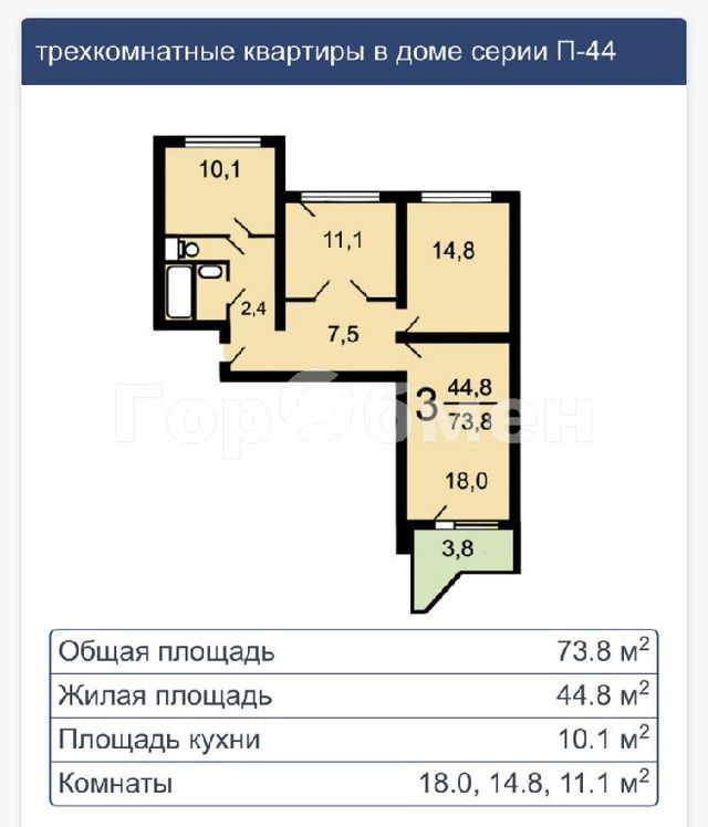 m. Buninskaya alleya: Apartment, 3-rooms