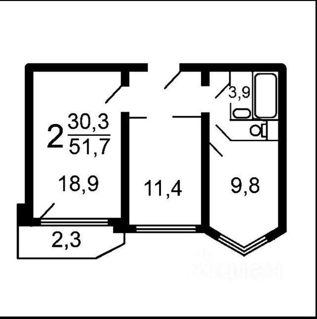 m. TsSKA: Apartment, 2-rooms