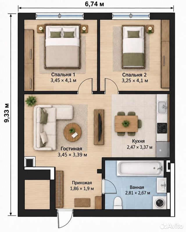 m. Khlebnikovo: Apartment, 2-rooms