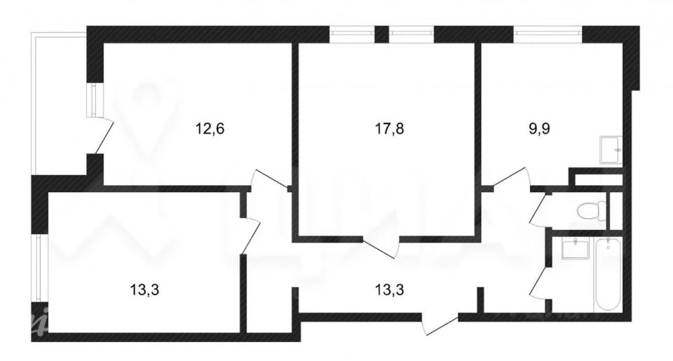 m. Podolsk: Apartment, 3-rooms