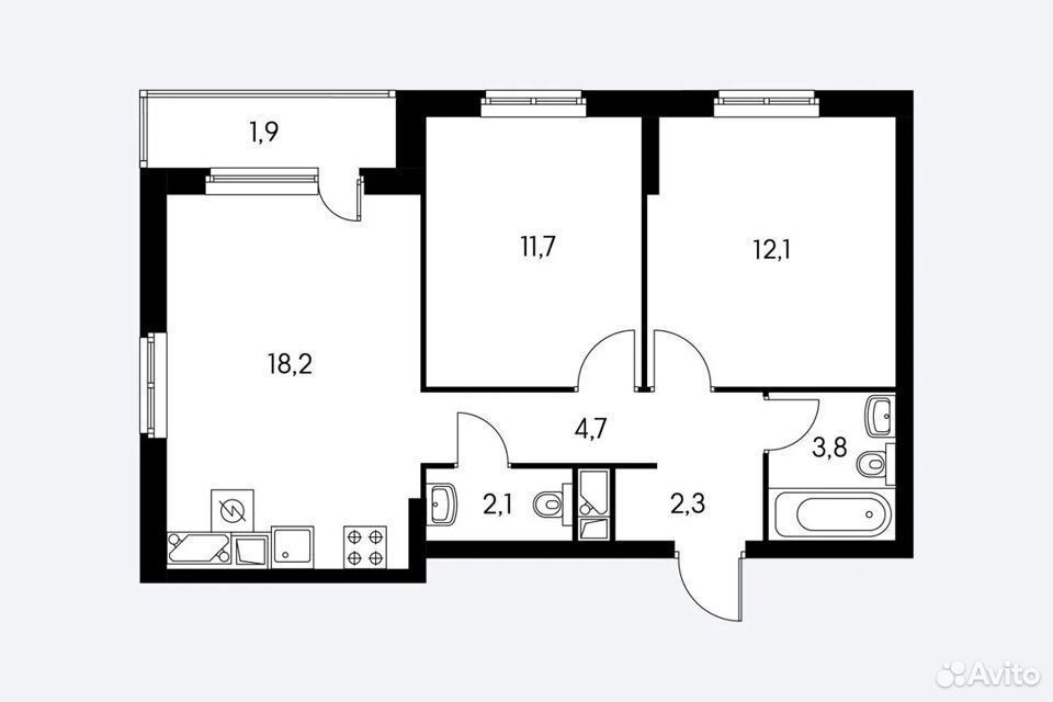 m. Kotelniki: Apartment, 2-rooms